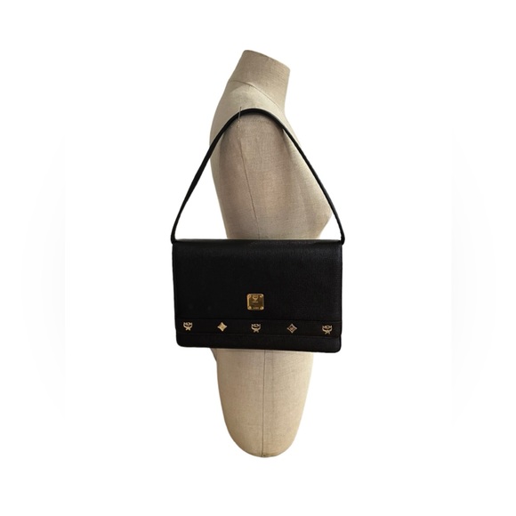 Genuine vintage MCM Munchen Michael Cromer signature black leather shoulder bag - Picture 2 of 15